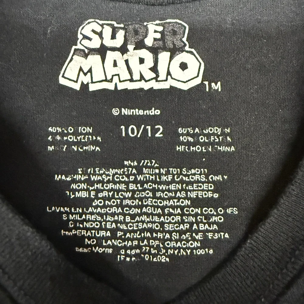 Nintendo Super Mario Luigi Graphic T-Shirt Size 10/12 Black Short Sleeve Youth
